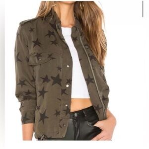 Rails Collins Star Print Military Jacket In Sage With Black Stars Size Small
